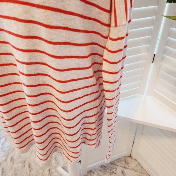 VINCE RED/ORANGE COTTON STRIPE TOP SIZE LARGE - Picture 5 of 6